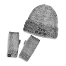 HAT/GLOVE-SET,KNIT,GREY