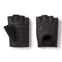 Perforated Fingerless Leather Riding Gloves