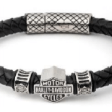 B&S Logo With Braided Leather Cuff Bracelet