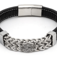 BR 9IN B&S LEATHER CHN BNGL-SLV/BLK