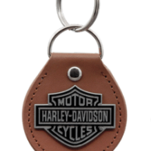 Key Chain - Fob Style w/Bar & Shield on Brown Vinyl