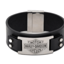 Bar & Shield Plate Thick Leather Cuff Bracelet