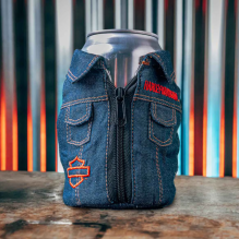 1970s Psychedelic Denim Can Cooler