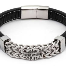 Harley-Davidson® Men's Chain Bar & Shield Cuff Bracelet