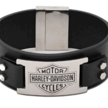 Bar & Shield Plate Thick Leather Cuff Bracelet