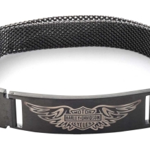 Boxed Adjustable Winged Bar & Shield Metal Mesh Bracelet