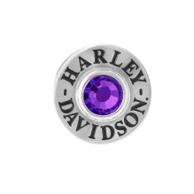 Silver Tone Round Purple Stone