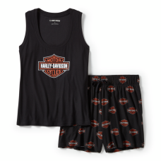 Pajamas Short Set Bar & Shield Print